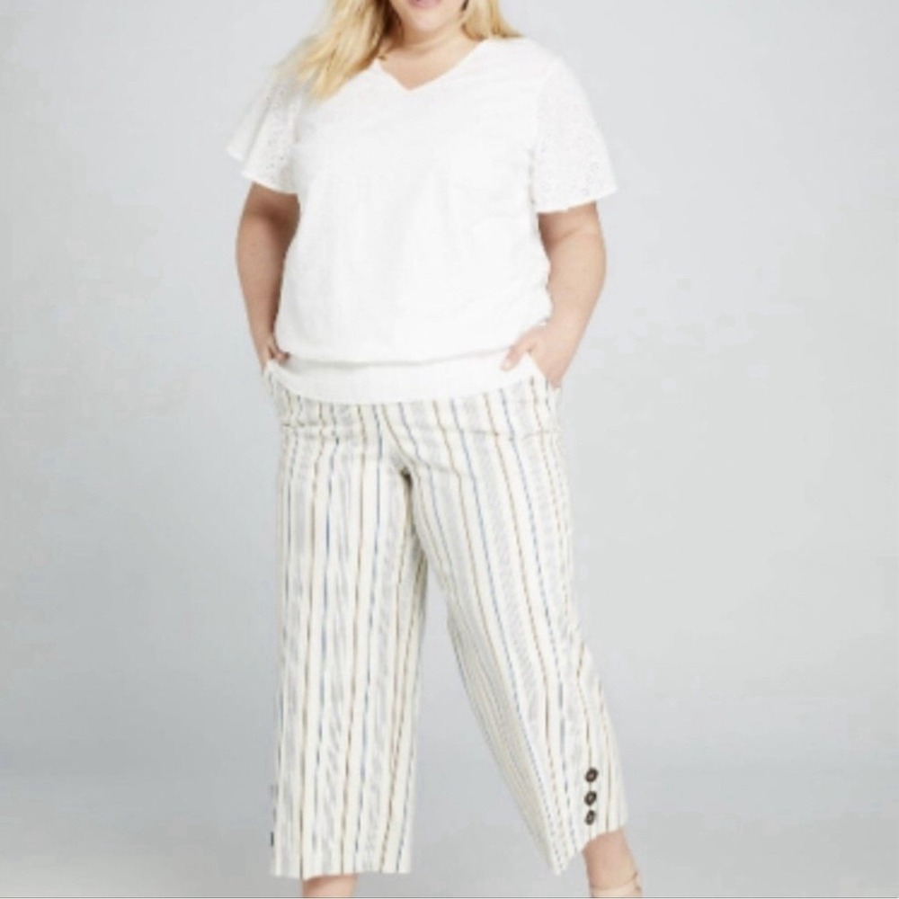 NWT‎ Lane Bryant The Laney Striped Crop Pants 26 High Rise Power Pockets Capris